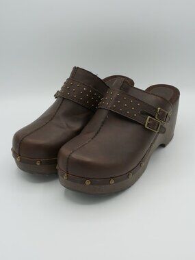 Route 66 Women's Camden Brown Studded Chunky Clogs Mules Size 8.5